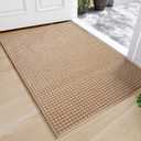 Front Door Mat 17''x30'', Absorbent Dirt Resist Washable Non Slip Low-Profile Indoor Doormat, Easy Clean Entryway Welcome Door Mats, Brown