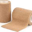 AUPCON Vet Wrap Cohesive Bandages Bulk Self Adhesive Bandage Wrap Self Adherent Wrap Non-Woven for Dogs Pet Animals & Ankle Sprains & Swelling 4 Inch x 5 Yards (2 Pack Beige)