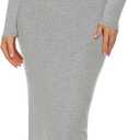 Relety Women's Bodycon Maxi Dresses Ribbed Long Sleeve Lounge Long Dress Square Neck Formal Casual Dresses for Women (Heather Grey) M
