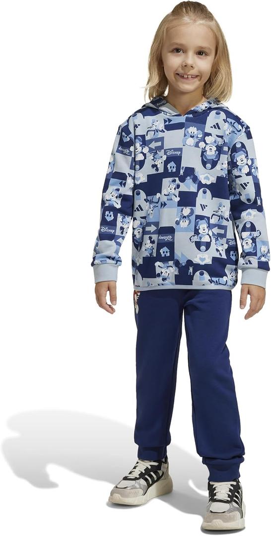 adidas girls Disney Mickey Mouse Jogger Set (Small, Wonder Blue Melange/Multicolor)