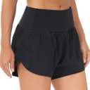 THE GYM PEOPLE Womens High Waisted Running Shorts Quick Dry Athletic Workout Shorts with Mesh Liner Zipper Pockets (Black, M)