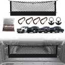 Muslogy Truck Bed Cargo Net Trunk Netting Compatible with 2015+ Ford F150 & 2017+ F250/F350/F450 (Snap-in Tie Down) Accessories, Pickup Cargo Organizer SUV Sedan Storage Net w/Heavy Duty Carabiners
