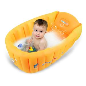 | Inflatable Baby Bathtub,Newborn Bathtub Seat for Infant,Non-Slip Baby Pool for Sitting up,Foldable Toddler Tub Shower,Portable Travel Bath for Kids 0-6 Year (Orange)