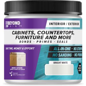 Beyond Paint All-in-One Refinishing Paint, No Sanding, Matte Finish for Cabinets, Countertops, Furniture and Doors, 1 Pint, Bright White