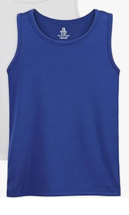 Poroka Boys' Tank Undershirt Sleeveless Tank Top Neck Cotton Tank Top( Blue) 9-10Y