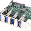 ChenYang 4 Port PCI-E 1X to 4 USB 3.0 HUB PCI Express Expansion Card Adapter with 80/120mm PCI-E Slot Bracket