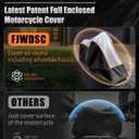 Full Enclosed Motorcycle Cover Waterproof Outdoor/Indoor Storage Waterproof Motorcycle Cover Heavy Duty with Reflective Strips Fits Scooter/Touring Motorcycles Length up to 108"Black+Sliver
