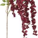 2Pcs Wisteria Artificial Flowers Branches 43In Fake Wisteria Floral Hanging Plant for Party Floor Vase Balcony Wedding Floral Arrangement Decoration (Red)