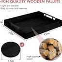 Ottoman Serving Tray | Decorative Coffee Table Tray with Handles  17x13 Inch Wooden Tray with 4 Coasters for Breakfast, Kitchen & Bar (Black)