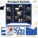 Blue 175 Pcs Graduation Photo Display Board Sticker Glitter Border Trim Alphabet Letter Number for 2026 Grad Party Trifold Poster Photo Display Science Fairs Event Displays Bulletin Board