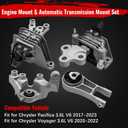 68224744AB Engine Motor Mount Transmission Mount Torque Strut Mount Set Fit for Chrysler Pacifica 3.6L V6 2017-2023, for Voyager 3.6L V6 2020-2022, Replace 68485537AA 68224742AD 68224746AB