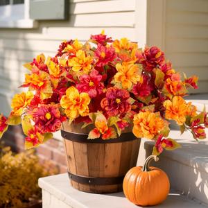 Fake Fall Flowers Artificial for Outdoors Decoration 2PCS Faux Orange Flowers for Outdoor Planters Outside Hibiscus Flower Fall Dcor for Home Front Porch Yard Patio Fake Fall Flowers Artificial for Outdoors Decoration 2PCS Faux Orange Flowers for Outdoor Planters Outside Hibiscus Flower Fall Dcor for Home Front Porch Yard Patio