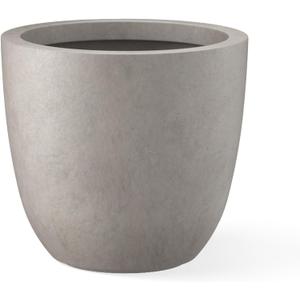 Kante 18 Inch Dia Round Concrete Planter, Indoor Outdoor Large Plant Pot with Drainage Hole and Rubber Plug for Home Patio Garden, Weathered Concrete