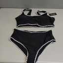 Herseas Women's Bikini Sets Floral Print Whip Stitch 2 Piece Swimsuits High Waisted Scoop Bathing Suits Black white L