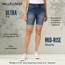 WallFlower Women's Ultra Denim Bermuda Shorts 9" Mid-Rise Insta Soft Juniors (Available in Plus Sizes) (Black)