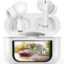 Bucephalus Wireless Earbuds, Bluetooth 5.4 Ear Buds with Smart Touchscreen Case & Noise Cancelling, 48H Playtime, Bass Stereo Sound, Compatible with iPhone/Android, Pad - Pearl White