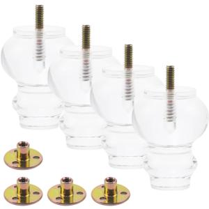 Mcredy Acrylic Furniture Legs - 3.35 Inches / 85 mm Height Cabinet Feet - Transparent Sofa Couch Legs, Pack of 4, Type-1
