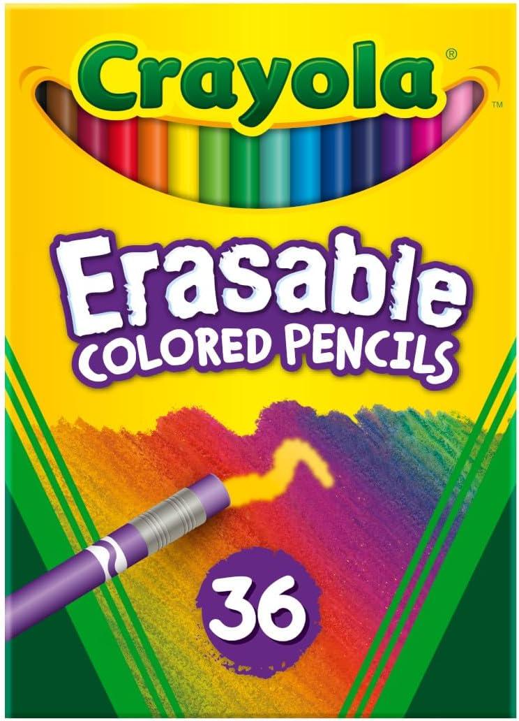 Crayola Erasable Colored Pencils (36ct), Colored Pencils for Kids, For Coloring Books, School Supplies, Classroom Arts & Crafts, Ages 4+ (36 Count (Pack of 1))