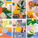 Amaieuin 6 Pack Paint by Numbers Kit for Adults Beginner,Paint by Number Adult,Easy Adult Paint by Numbers for Home Decor Gift 12x8in (Flowers)