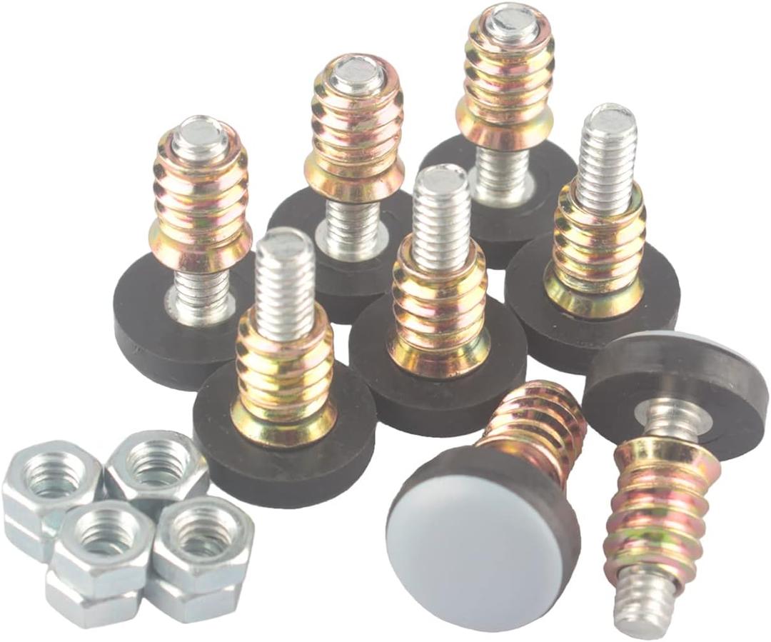 Furniture Leveler PTFE(Teflon) Bottom(20mm Base),Threaded Shank(1/4-20) Adjust Pads,Table/Chair/Cabinet/Sofa Medium Adjustable Legs Leveling,Nuts Installation and Floor Protection(8 Pack)