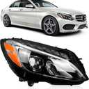 LED Headlight Assembly Fit for 2015-2018 Mercedes Benz C-Class W205 C300 C180 C200 C250 C43 C63 C350E, Front Headlight w/LED DRL Projector Replace A2059067703, A2059063004 (Right Passenger Side)