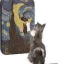 Art Cat Scratcher, Wall-Mountable Cat Scratching Board, Cat Wall Scratcher 16.7x11x1 Inch Cat Scratch Pad and Cat Scratchers for Indoor Cats Toy Furniture ProtectorStarry Night