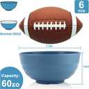 Large Soup Bowl 60 OZ, Wheat Straw Bowl Set of 6, Large Plastic Bowls Rusable, Microwave Safe Big Bowl for Fruit, Salad, Popcorn, Serving Bowls for Kitchen, Picnic, RV - Bule (Blue)