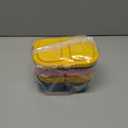 3 Pack Reusable Silicone Snack Containers with Lids, 8.5oz 2 Compartment Snackle Box Containers, Ideal Portable Small Snack Pack Containers for School, Office and Picnic (Blue, Pink, Yellow)