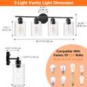 4 Light Bathroom Vanity Light Fixtures Black,Rustic Farmhouse Vanity Lighting Over Mirror Modern Industrial Lamp with Cylinder Glass Shade UL Certified