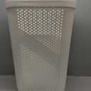 Mind Reader 60L Slim Laundry Hamper, Clothes Basket, Lid, Ventilated, Plastic, Set of 2, White, 2-pack