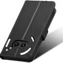 Compatible with Nothing Phone 2a Plus Leather Case Cover,PU Leather flip Cover Compatible with Nothing Phone (2a) 5G Case Cover Black