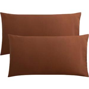 FLXXIE King Pillow Cases Set of 2, Soft Microfiber Pillow Covers with Envelope Closure, Wrinkle, Fade and Stain Resistant Pillowcases, 20x36, Brown