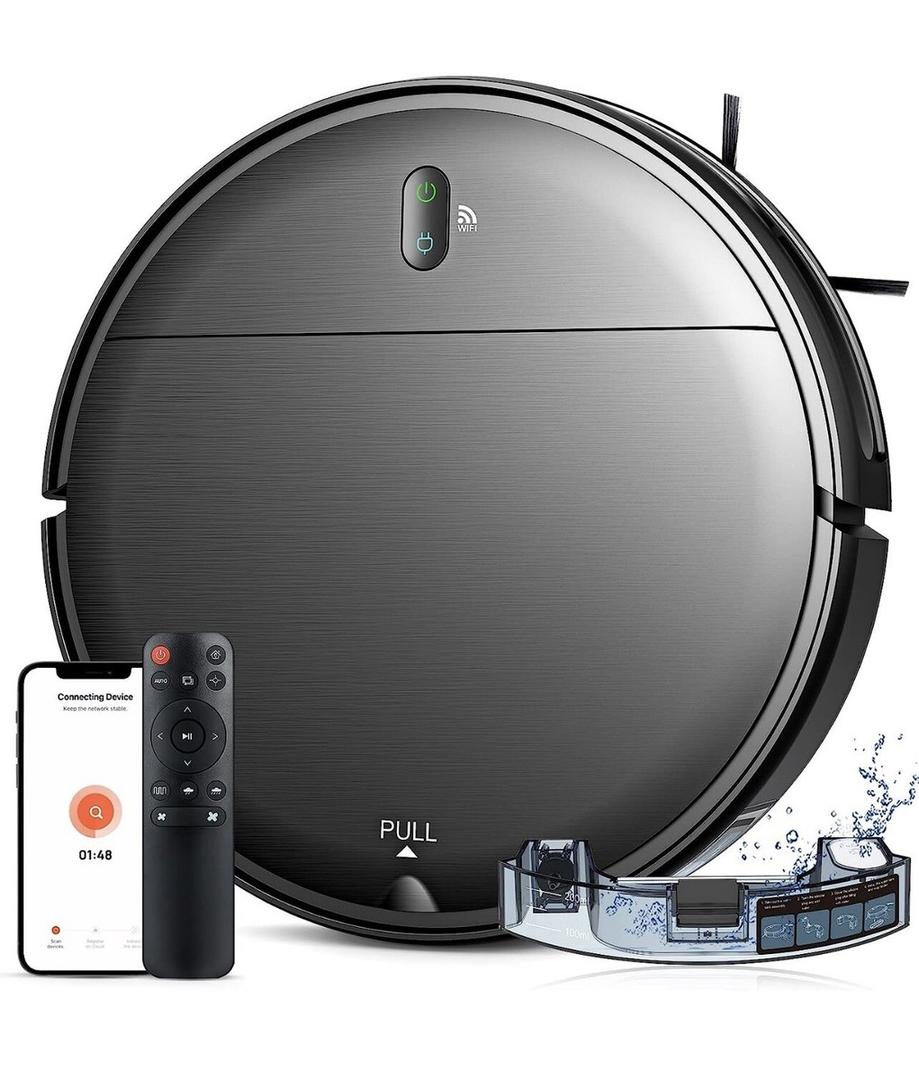 Robot Vacuum and Mop Combo, 2 in 1 Automatic Vacuum Robot with Schedule, App/Alexa/Voice Control, Self-Charging, 2300 Pa Suction, Ideal for Hard Floor, Pet Hair, Carpet
