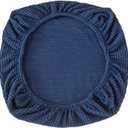 Rvable Dining Chair Seat Covers Str Fitted Dining Room Upholstered Chair Seat Cushion Cover for Home Hotel Party Use (Dark Blue)