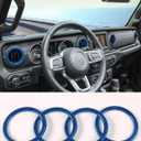 Savadicar Blue Interior Accessories - AC Air Vent Trim Ring Cover for 2018-2023 Jeep Wrangler JL JLU 4XE & Gladiator JT - Solid Color Interior Decor Upgrade Option, 4-Piece
