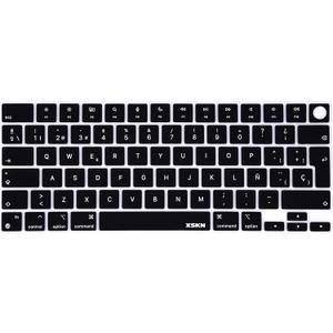 XSKN Spanish Black EU Version Silicone Keyboard Cover for 2022 2023 2024 2025 MacBook Air 13.6 15.3 inch M2 M3 M4 Chip with Touch ID A2681 A3113 A3240 A2941 A3114 A3241 NOT for 13.3 INCH