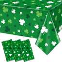 2 x 3Pcs St Patrick's Day Tablecloth Kit Spring Lucky Shamrock Disposable Table Cover Green White Waterproof Table Cloth for St Patrick's Day Parties Irish Themed Gatherings Holiday Party Decorations