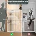 51'' Extra Tall Cat Gate for Doorways 30-49.2'' Wide, Climb Proof Pet Dog Gates for Kitten Dogs, Pressure Mounted No Drilling Cats Fence Barrier White