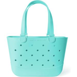 Simple Modern Large Beach Bag | Waterproof Getaway Rubber Tote with Zipper Pocket for Travel, Pool, Boat, Groceries, Sports | Ocean Water