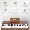 STRICH 37 Keys Kids Piano Keyboard, Mini Digital Piano for Kids, Volume Adjustable, Music Book, Wood Piano for 3+ Girls and Boys, Walnut Color, SEK-37