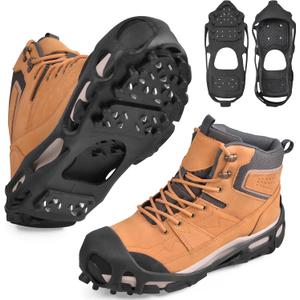 Ice Snow Traction Cleats Crampons Anti-Slip Snow Shoes Cleats Walking on Snow Ice Winter Walking Boots Cleats for Men Women (X-Large (10.5-13men/11.5-14women), 28 Steel Crampons)