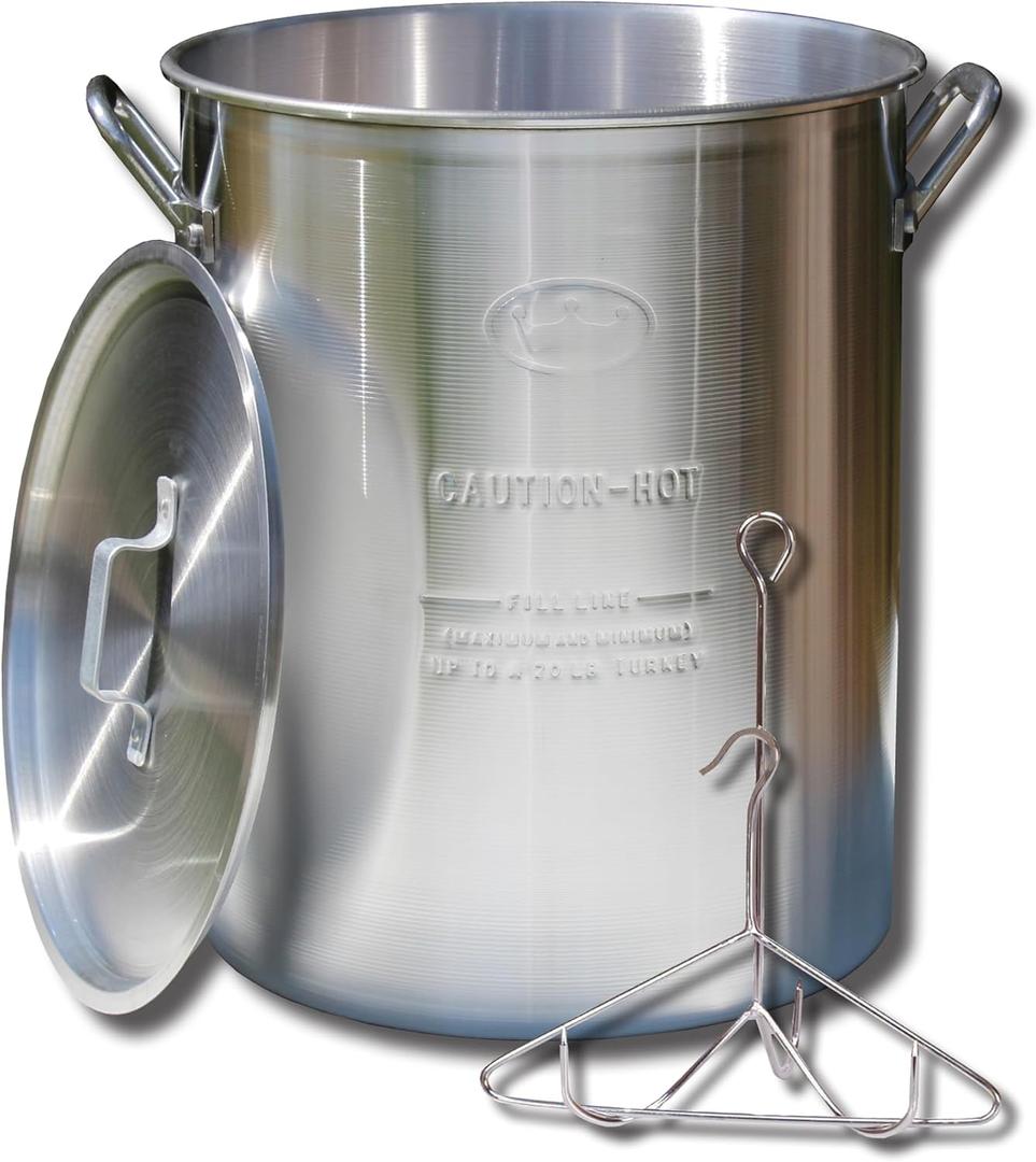King Kooker 30PKA 30-Quart Aluminum Turkey Pot with Lid, Lifting Rack and Hook