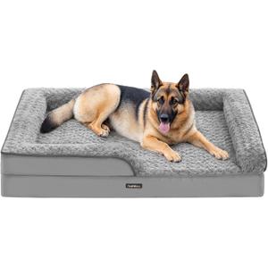 Feandrea Orthopaedic Dog Bed for Large Dogs, Waterproof Dog Sofa Bed with Removable Washable Cover, 48 x 35 x 7 Inches, Dove Gray UPGW254G01