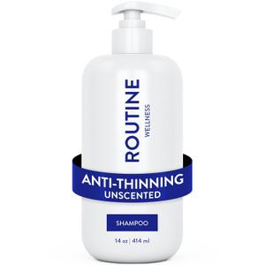 Routine Wellness Anti-Thinning Shampoo for Thinning Hair - Biotin DHT Blocker Women & Men - Color Safe Shampoo for Hair Loss & Healthy Hair - Unscented - 14oz