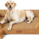 Jumbo Dog Bed for Extra Large Dogs, Orthopedic Dog Bed with Cooling Gel Memory Foam, Waterproof Pet Bed with Removable Washable Cover, 45" Pet Sofa Couch Dutch Velvet with Bone Toy, Brown