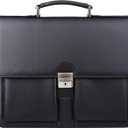 Jack&Chris Mens New PU Leather Attache Briefcase Traditional Messenger Lawyer Bag, MBYX015 (Black)