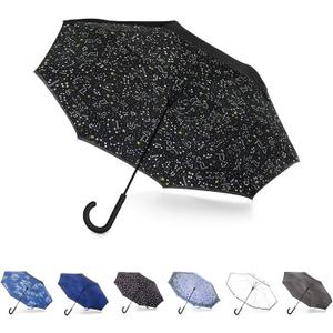 Totes Auto Reverse Close Windproof Stick Inbrella with Water Repellent Protection, One Size