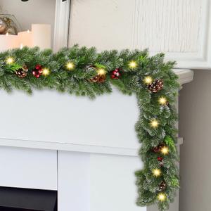 6FT Led Christmas Garland with Berry Pine Cone Pre-Lit Greenery Garland Artificial Battery Powered Lighted Christmas Garland Decoration for Christmas Tree Fireplace Indoor Decor, Battery Not Include 6FT Led Christmas Garland with Berry Pine Cone Pre-Lit Greenery Garland Artificial Battery Powered Lighted Christmas Garland Decoration for Christmas Tree Fireplace Indoor Decor, Battery Not Include