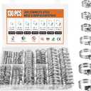 Hose Clamp Assortment Kit 130 PCS, 304 Stainless Steel Hose Clamps 1/4''–1-1/2'' Worm Gear Clamps Pipe Clamp for Auto, Radiator, Fuel Line, Duct,Tube