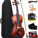 Pyle 4/4 Full Size Acoustic Violin for Beginners  Complete Violins Set with Hard Case, Bow, Extra Strings, Rosin, Full Accessories Kit - Mobile App Tuner 2 Month Free Lessons for Kids & Adults
